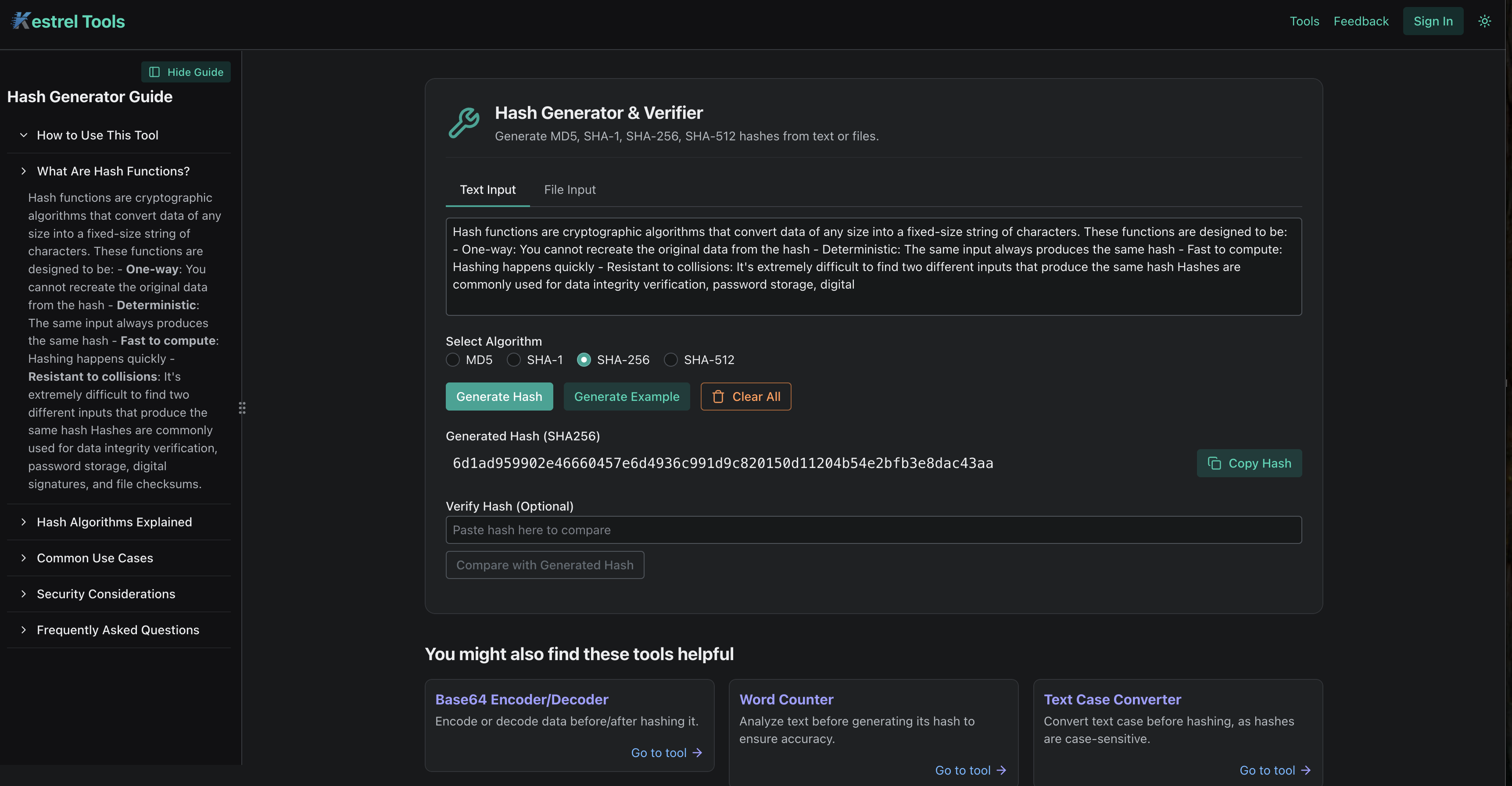 Master hash generation and verification with our comprehensive guide. Learn MD5, SHA-1, SHA-256, and SHA-512 algorithms, best practices for data integrity, and security applications.
