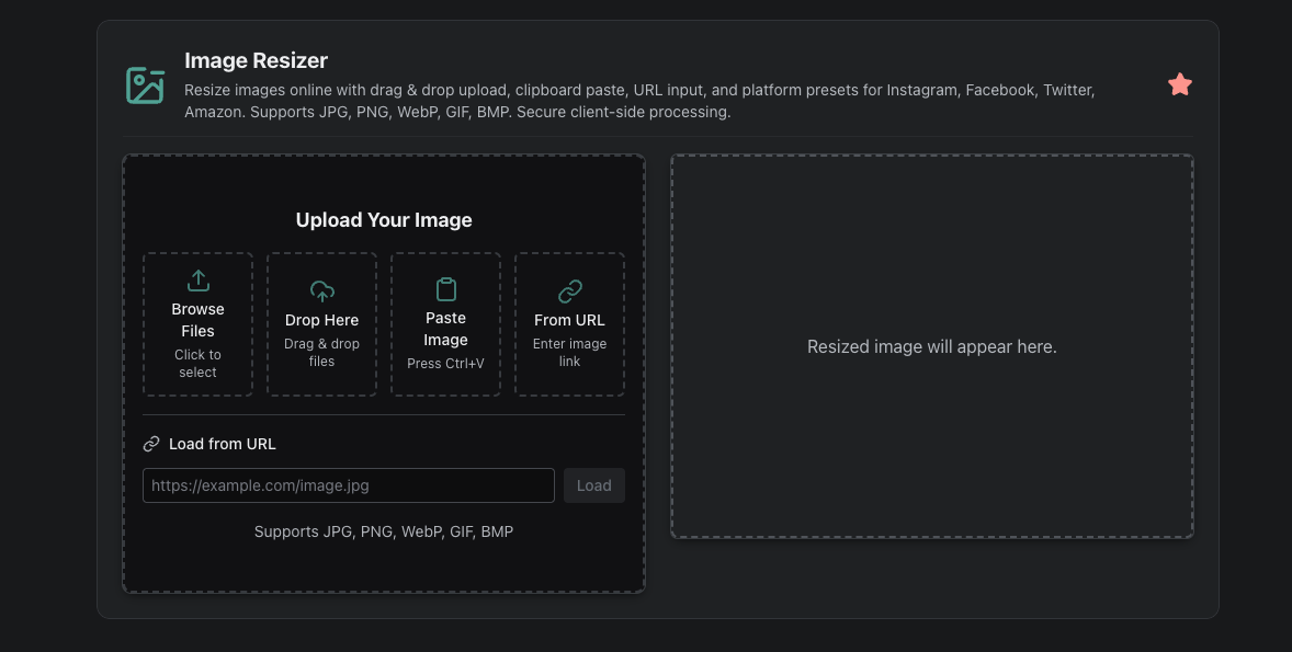Discover the 4 powerful ways to upload images to our enhanced image resizer: drag & drop, clipboard paste, URL input, and file browsing. Plus 15+ platform presets for instant optimization.